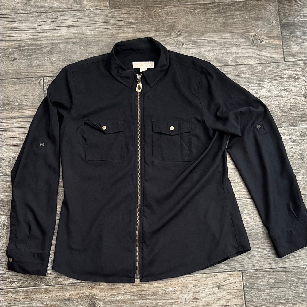 Michael Kors Black Zip-Up Shirt